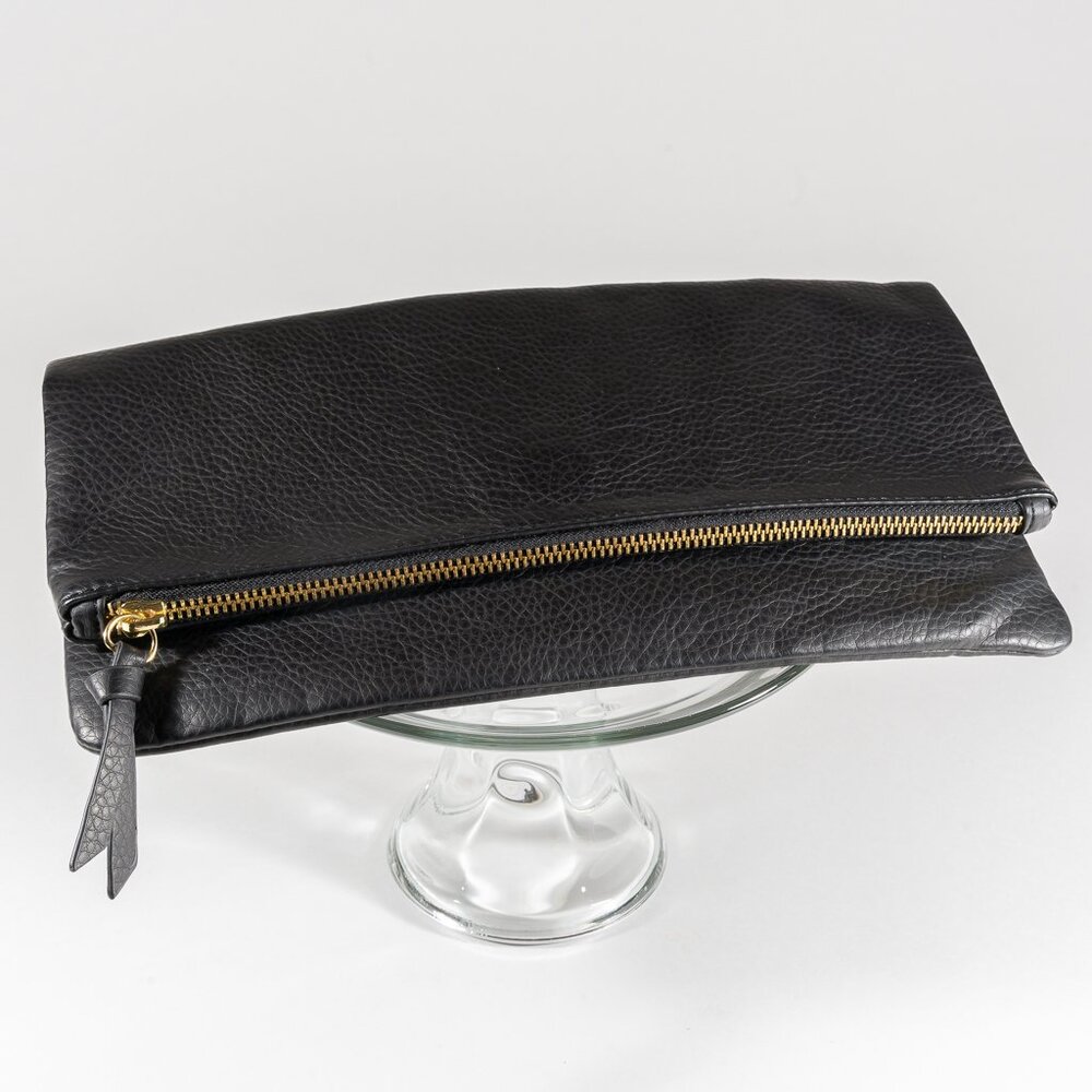 Black Fold Over Purse/Clutch with Gold Hardware (NWOT)